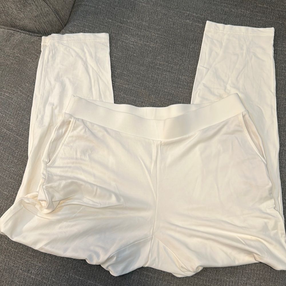 Pure jill slim leg cream ivory pants stretchy comfortable size xl